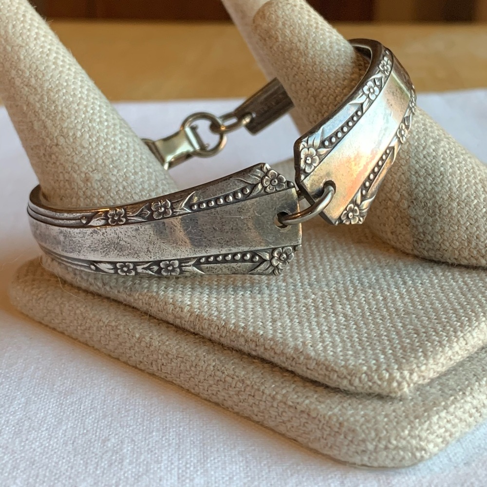 Silverplate Link Bracelet Vintage Flatware Floral